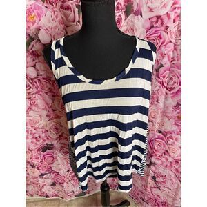 Julie’s Closet Navy Blue and White Racerback Tank-MATERNITY LARGE